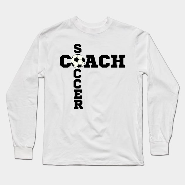 Black and White Soccer Coach Long Sleeve T-Shirt by Illustradise